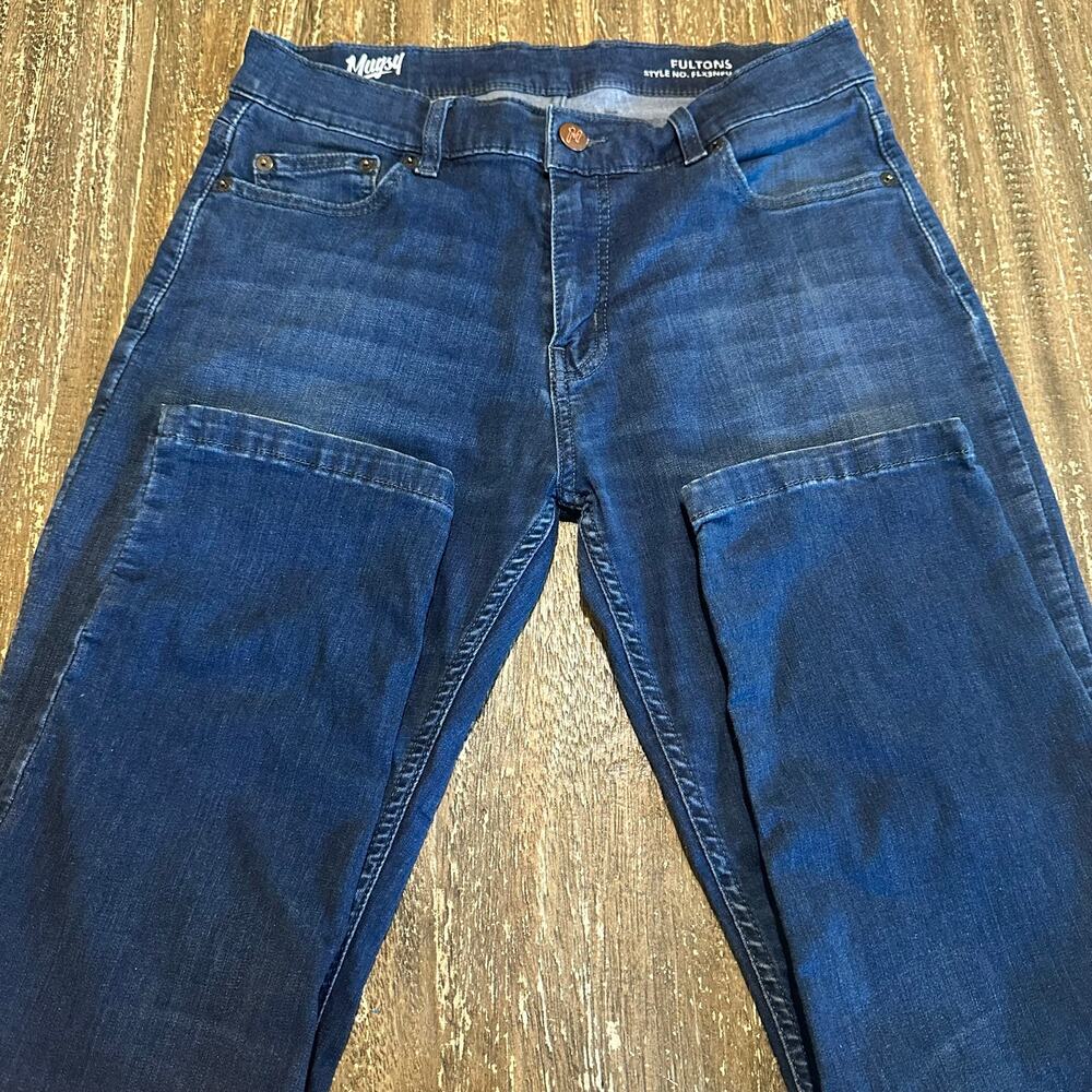 Mugsy Fultons Straight Stretch Denim Jeans Medium Dark Blue Mens Size 31Wx28L